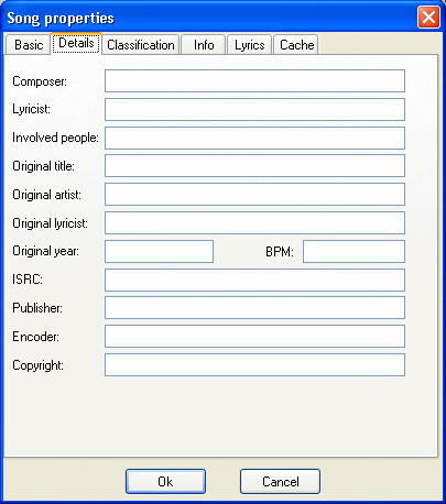 Song properties - details